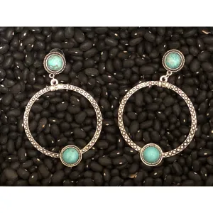 Linda Turquoise & Silver Hoops