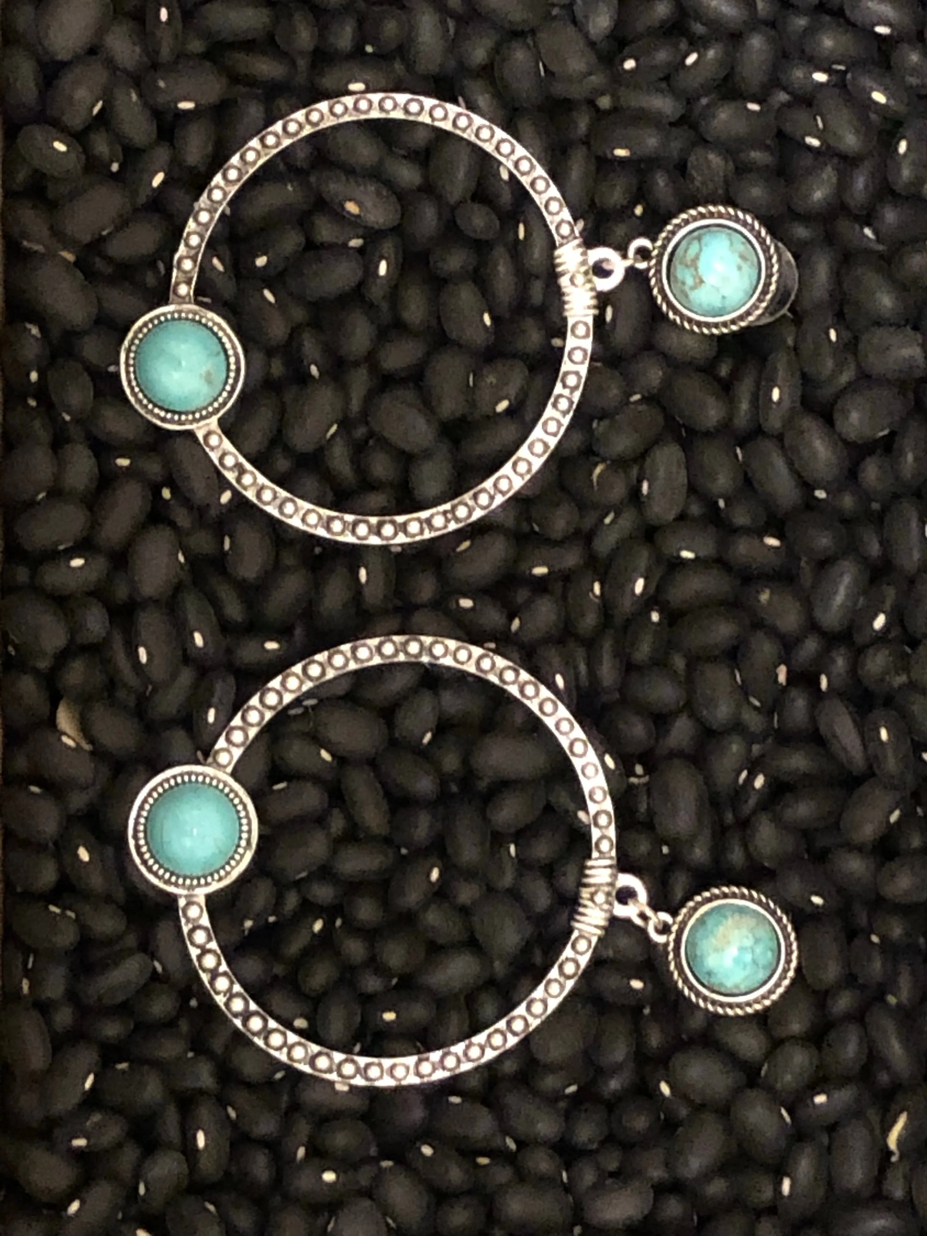 Linda Turquoise & Silver Hoops