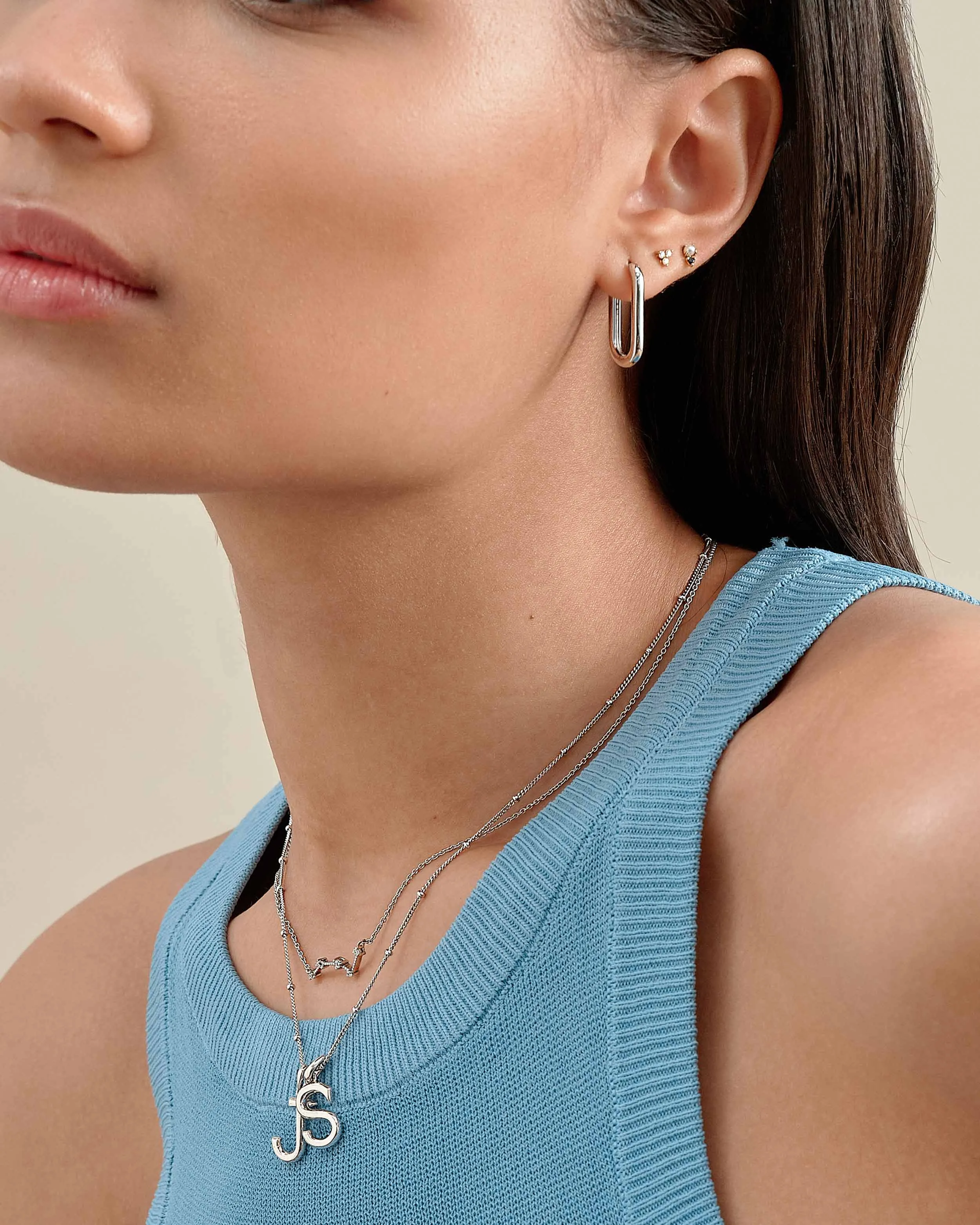 Link Hoop Earrings - Silver
