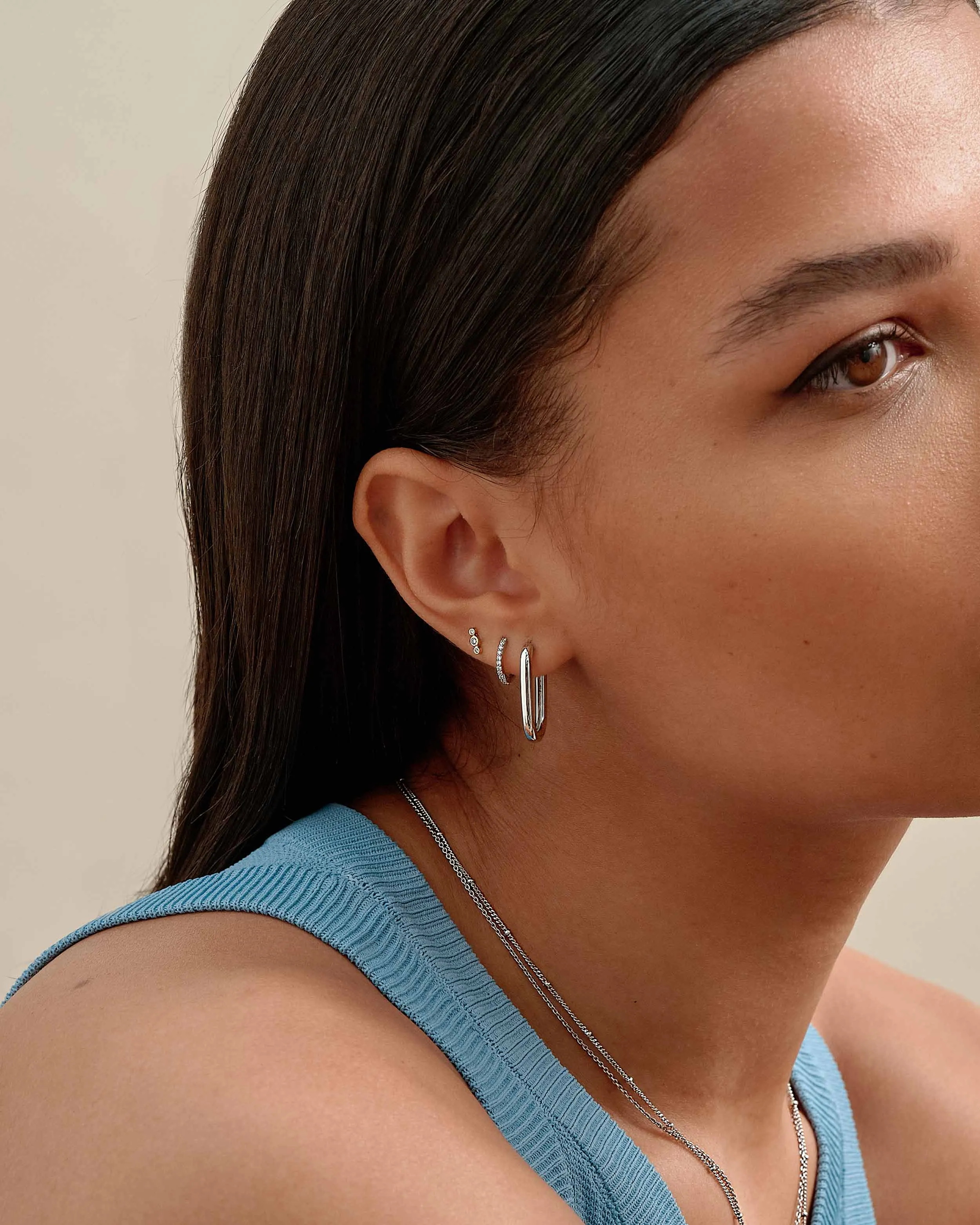 Link Hoop Earrings - Silver