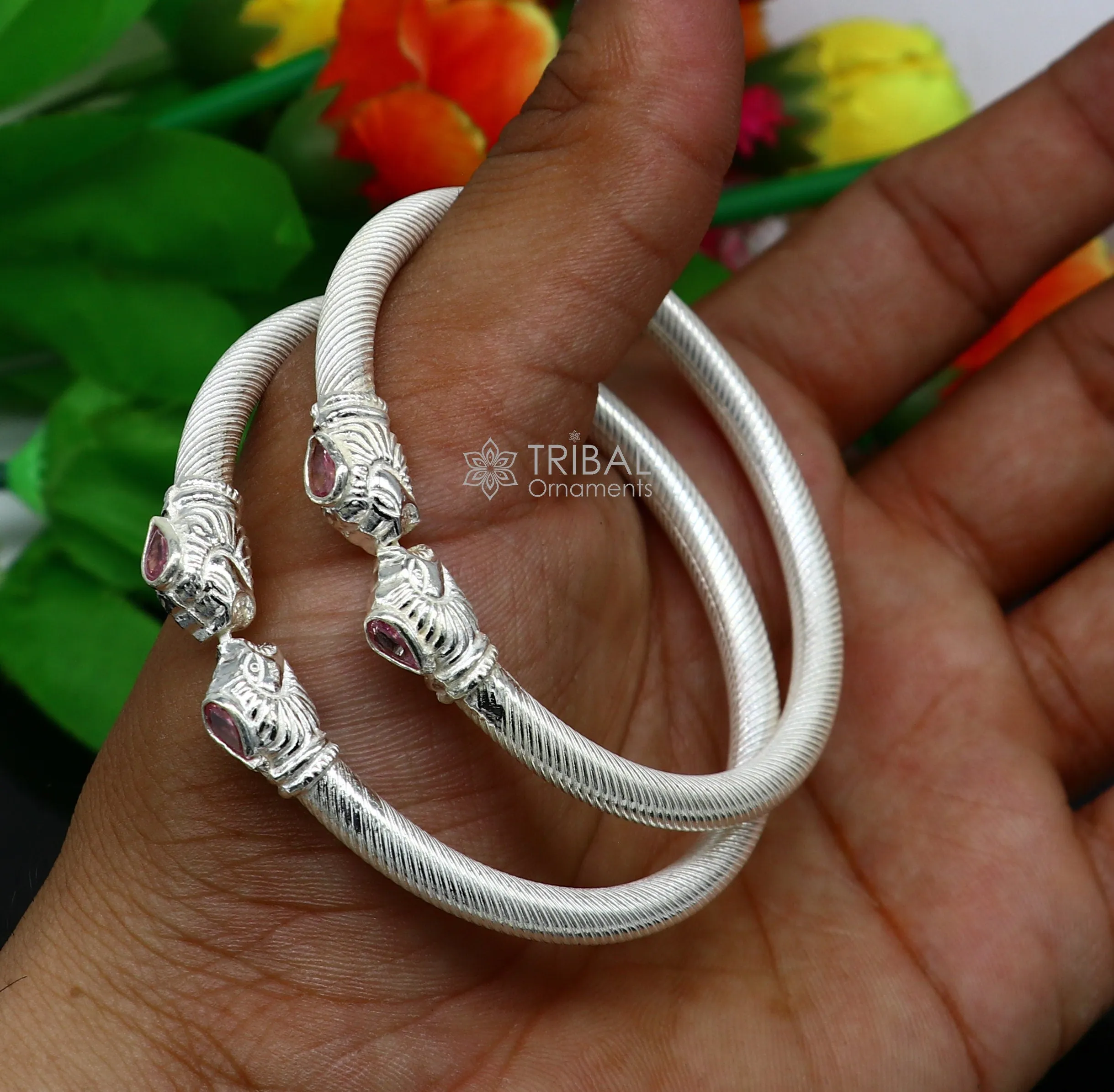 Lion face design cultural trendy 925 sterling silver handmade kada bracelet for men's and girl's, best delicate Light weight jewelry nsk674