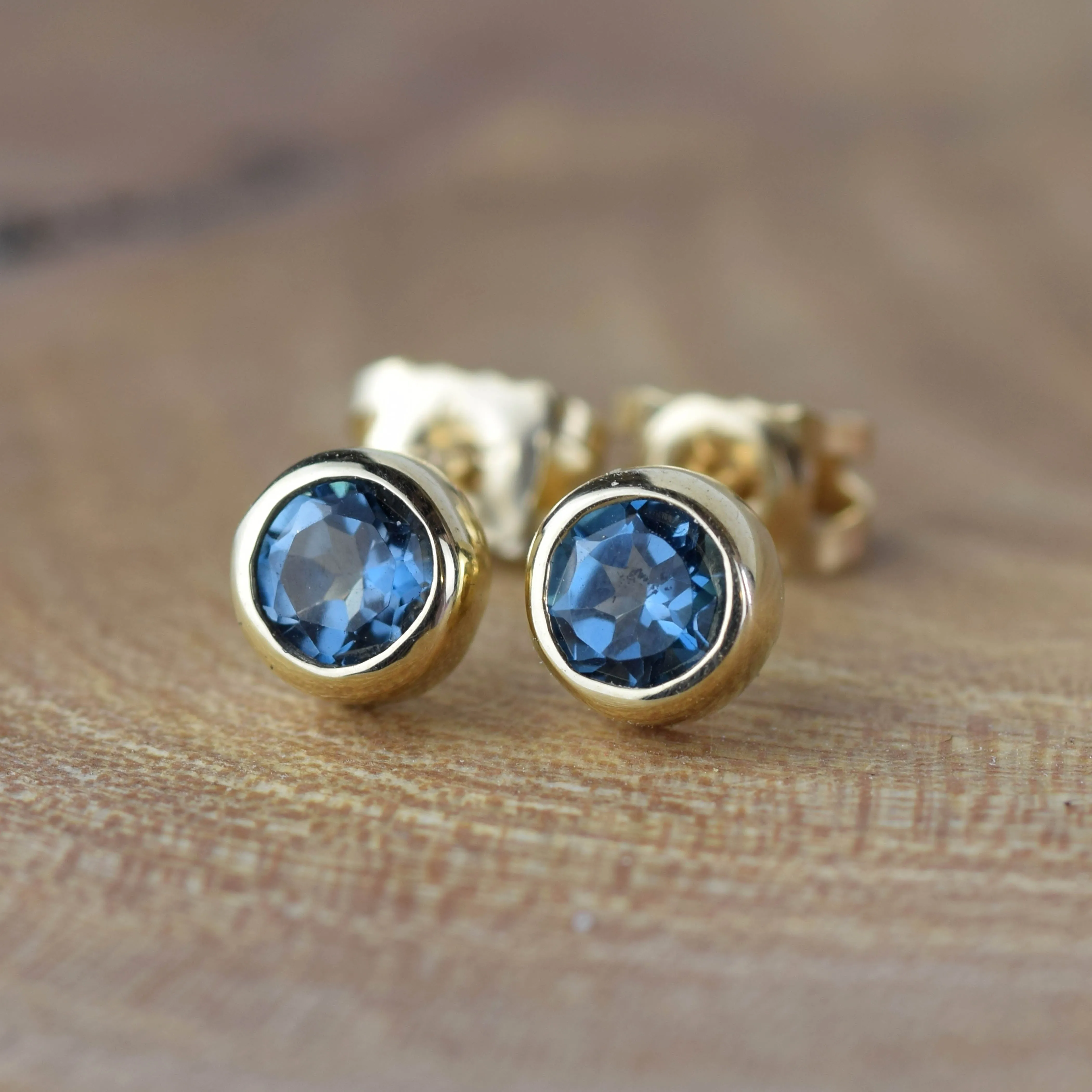 London Blue Topaz Gold Andromeda Stud Earrings