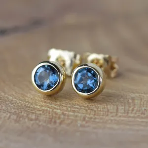 London Blue Topaz Gold Andromeda Stud Earrings