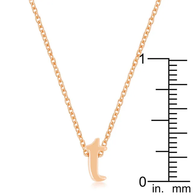 LOVCIA Rose Gold Tone Initial T Necklace