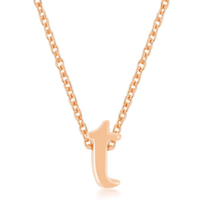 LOVCIA Rose Gold Tone Initial T Necklace