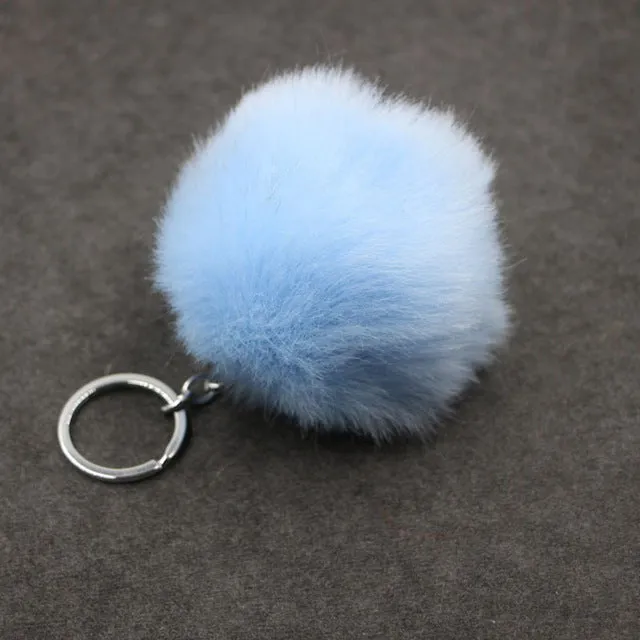 Lovely Fluffy Rabbit Ear Fur Ball Key Chain Rings Pendant Cute Pompom Artificial Rabbit Fur Keychain Women Car Bag Key Ring