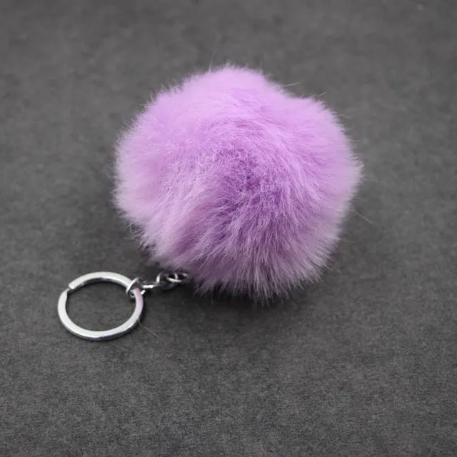 Lovely Fluffy Rabbit Ear Fur Ball Key Chain Rings Pendant Cute Pompom Artificial Rabbit Fur Keychain Women Car Bag Key Ring