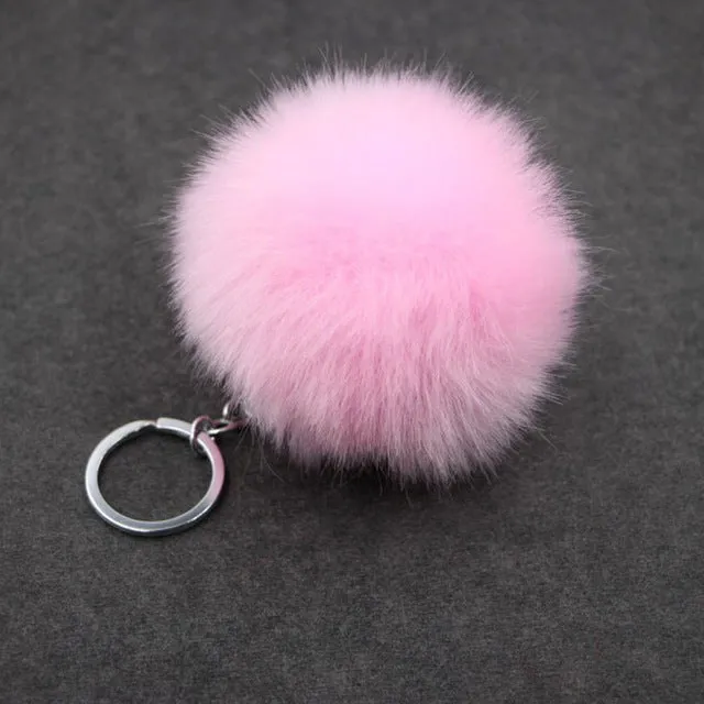 Lovely Fluffy Rabbit Ear Fur Ball Key Chain Rings Pendant Cute Pompom Artificial Rabbit Fur Keychain Women Car Bag Key Ring