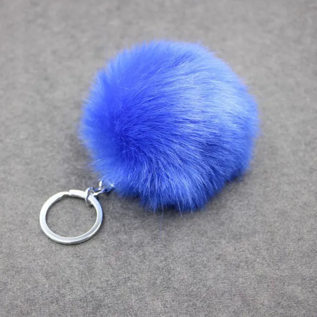 Lovely Fluffy Rabbit Ear Fur Ball Key Chain Rings Pendant Cute Pompom Artificial Rabbit Fur Keychain Women Car Bag Key Ring