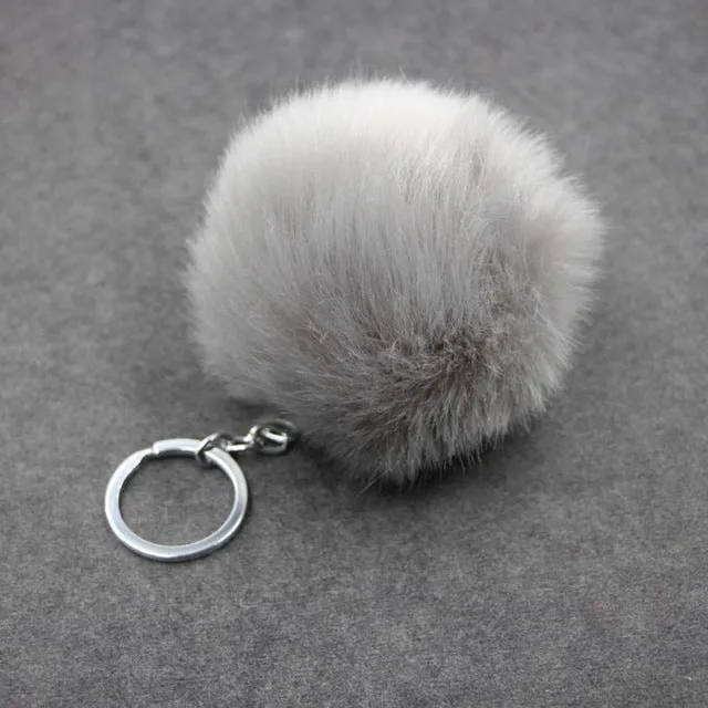 Lovely Fluffy Rabbit Ear Fur Ball Key Chain Rings Pendant Cute Pompom Artificial Rabbit Fur Keychain Women Car Bag Key Ring