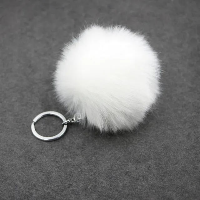 Lovely Fluffy Rabbit Ear Fur Ball Key Chain Rings Pendant Cute Pompom Artificial Rabbit Fur Keychain Women Car Bag Key Ring