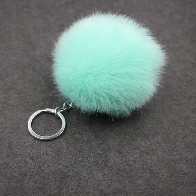 Lovely Fluffy Rabbit Ear Fur Ball Key Chain Rings Pendant Cute Pompom Artificial Rabbit Fur Keychain Women Car Bag Key Ring