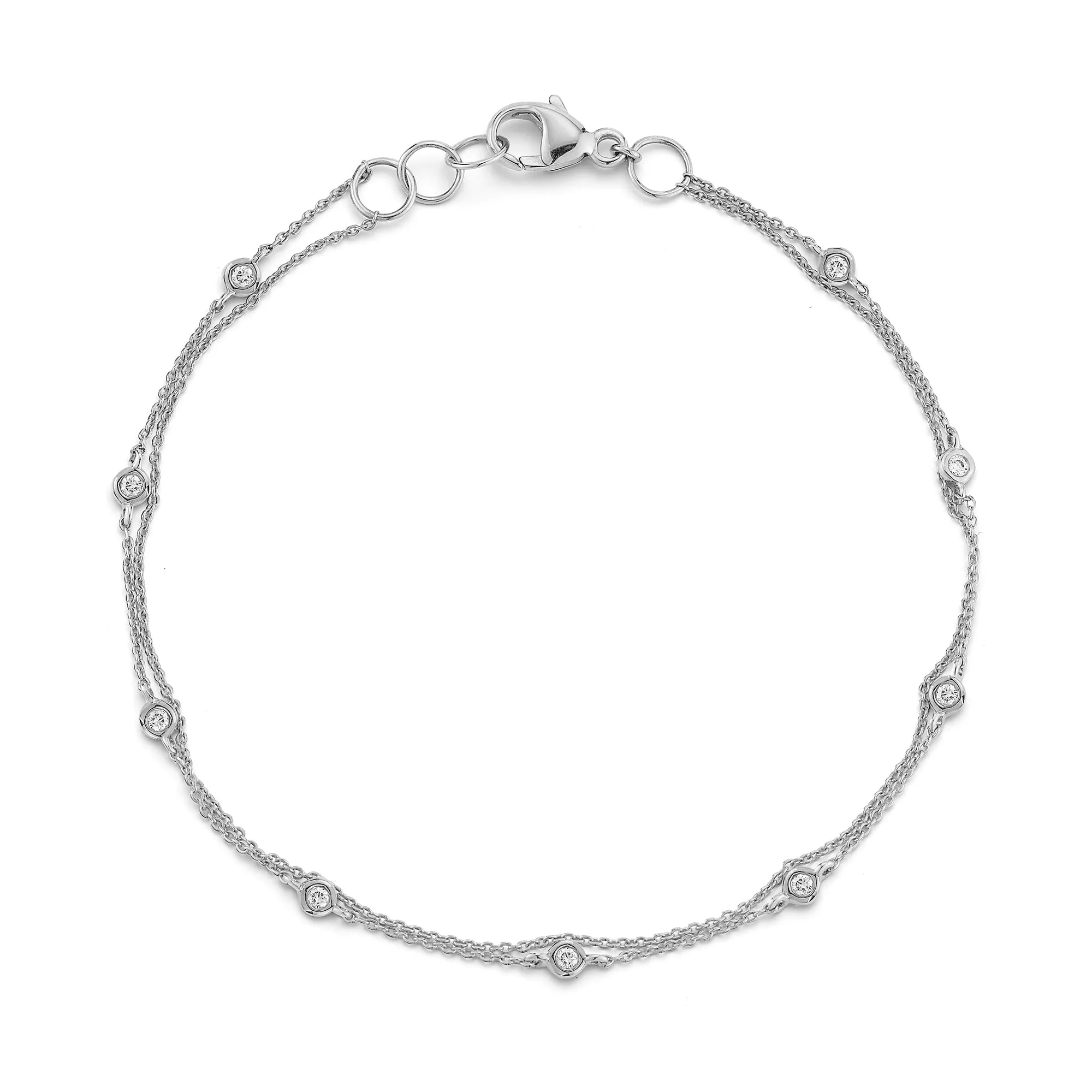Lulu Jack Diamond Bezel and Chain Station Bracelet