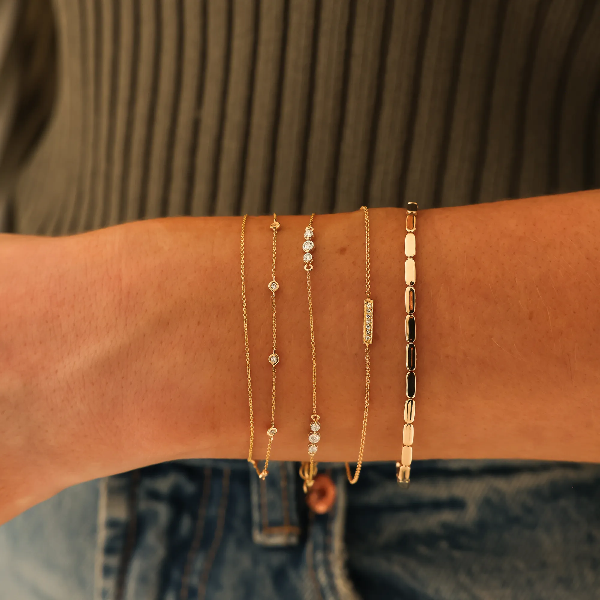 Lulu Jack Diamond Bezel and Chain Station Bracelet