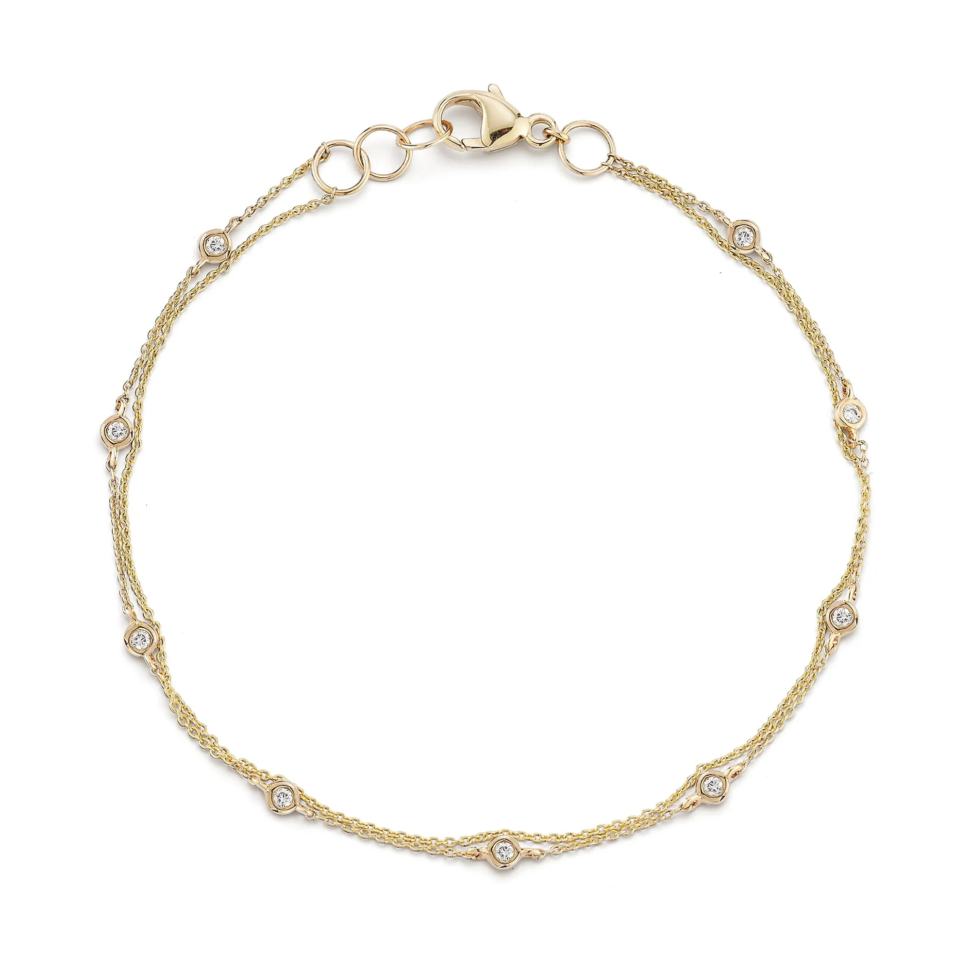 Lulu Jack Diamond Bezel and Chain Station Bracelet