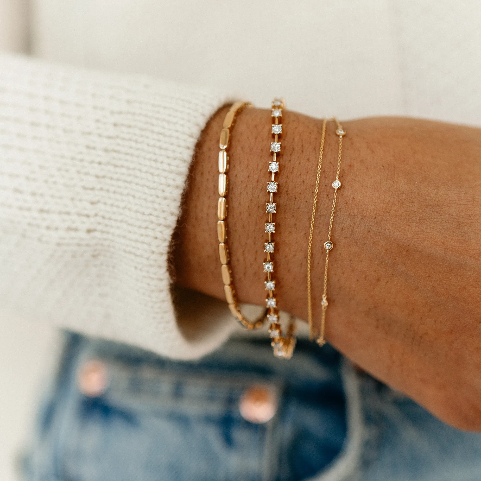 Lulu Jack Diamond Bezel and Chain Station Bracelet