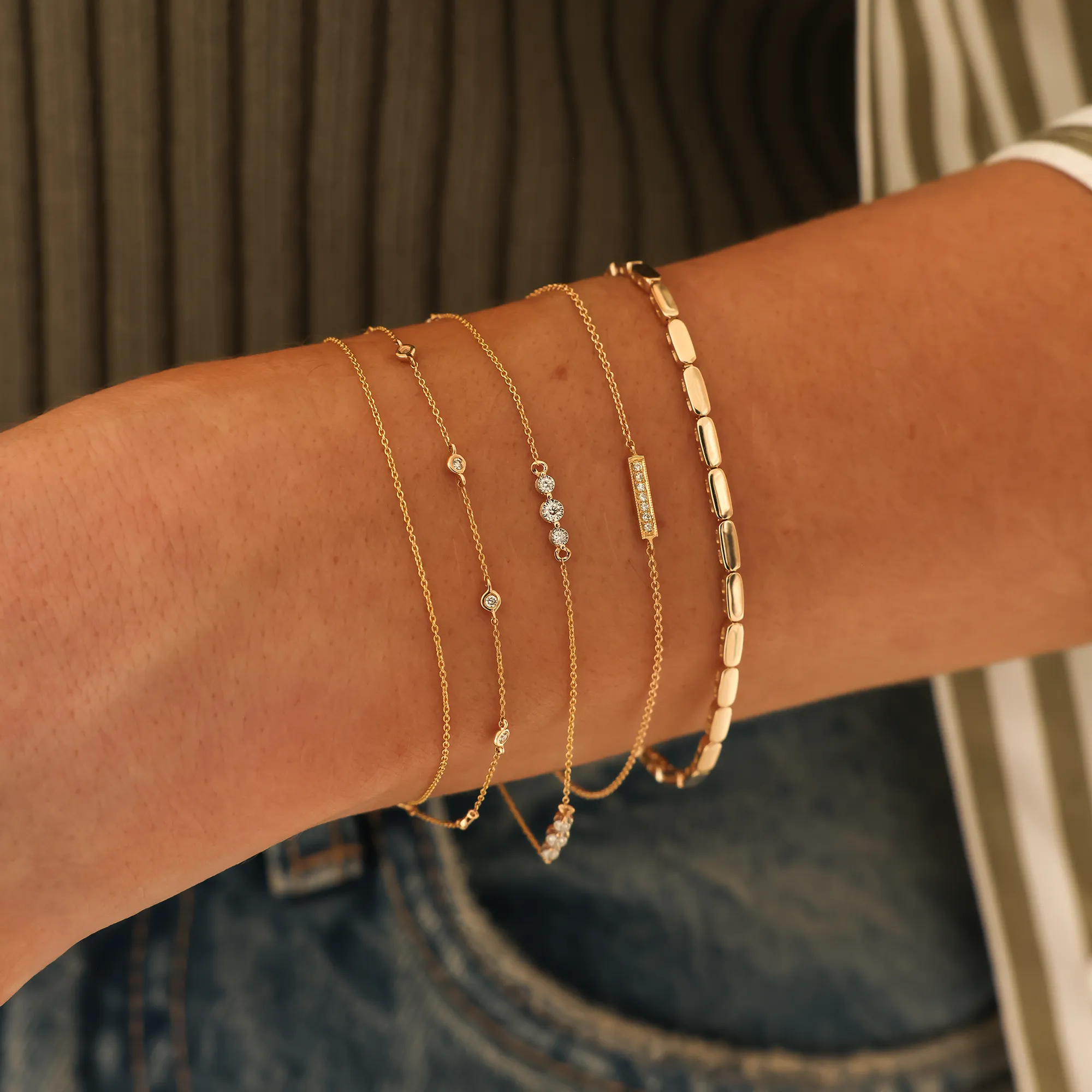 Lulu Jack Diamond Bezel and Chain Station Bracelet