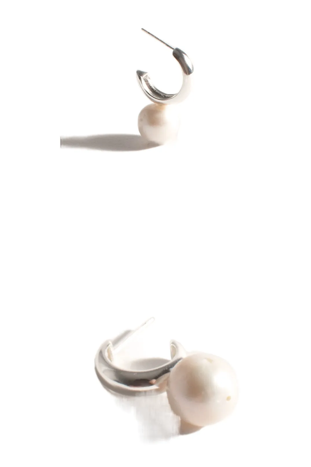 Marina Pearl Drop Chubby Hoops Cream/Silver