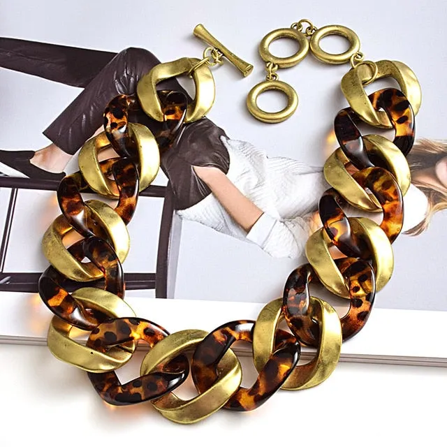 Matte-Gold Acrylic Necklace