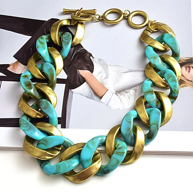 Matte-Gold Acrylic Necklace