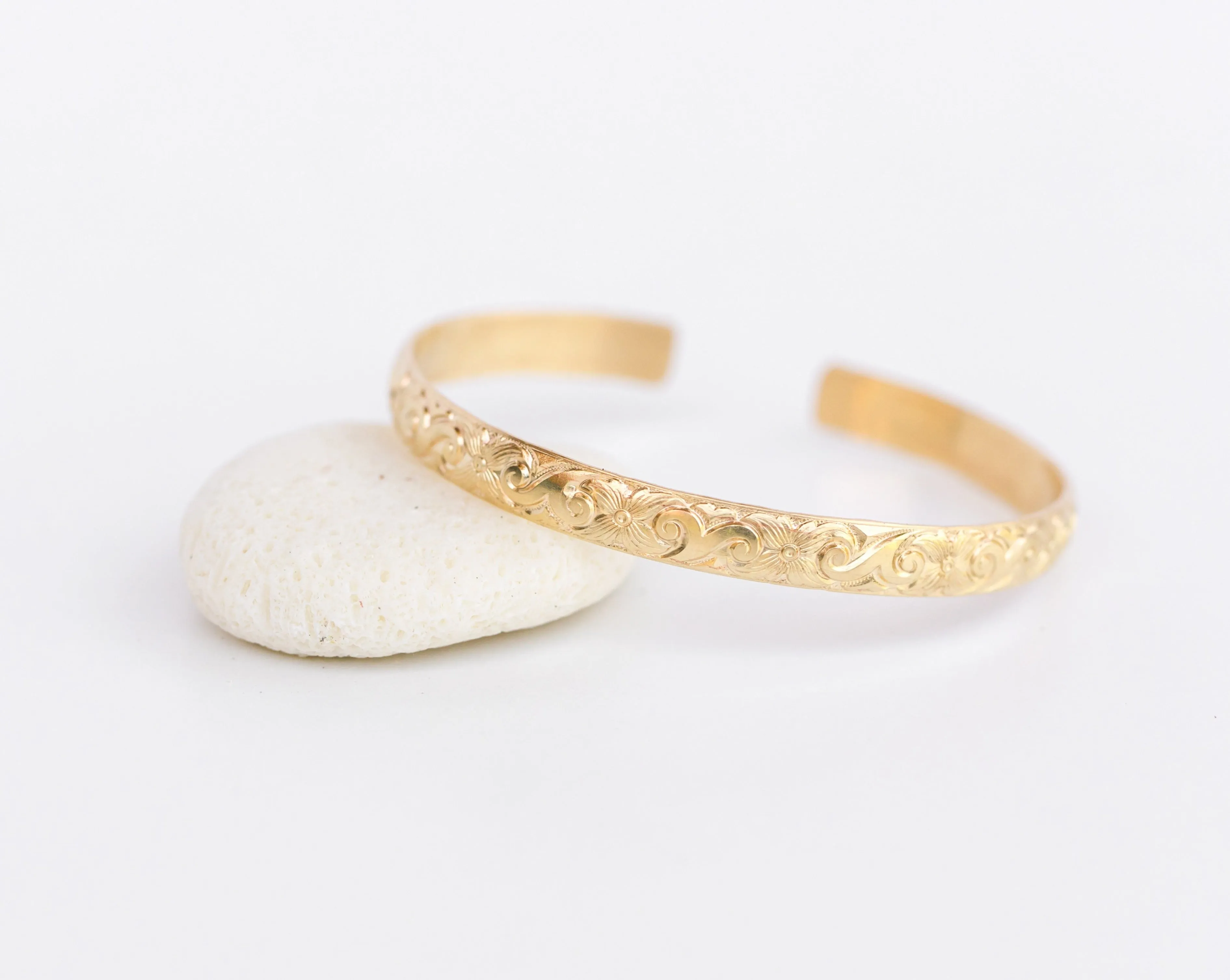 Meadow Gold Bangle Cuff Bracelet