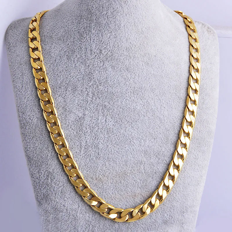 Men Necklace Gold Cuban Long