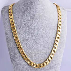 Men Necklace Gold Cuban Long