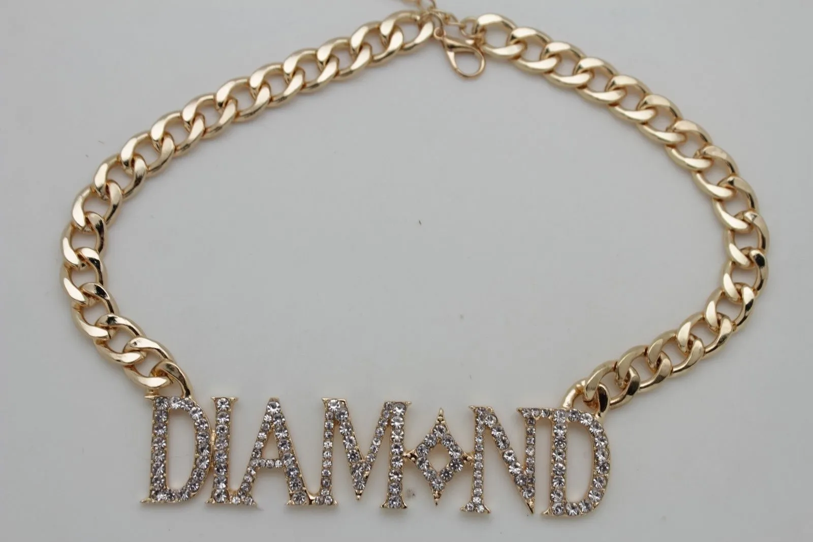 Miami Men Gold Metal Chain Necklace 3D DIAMOND Pendant Gangster Hip Hop