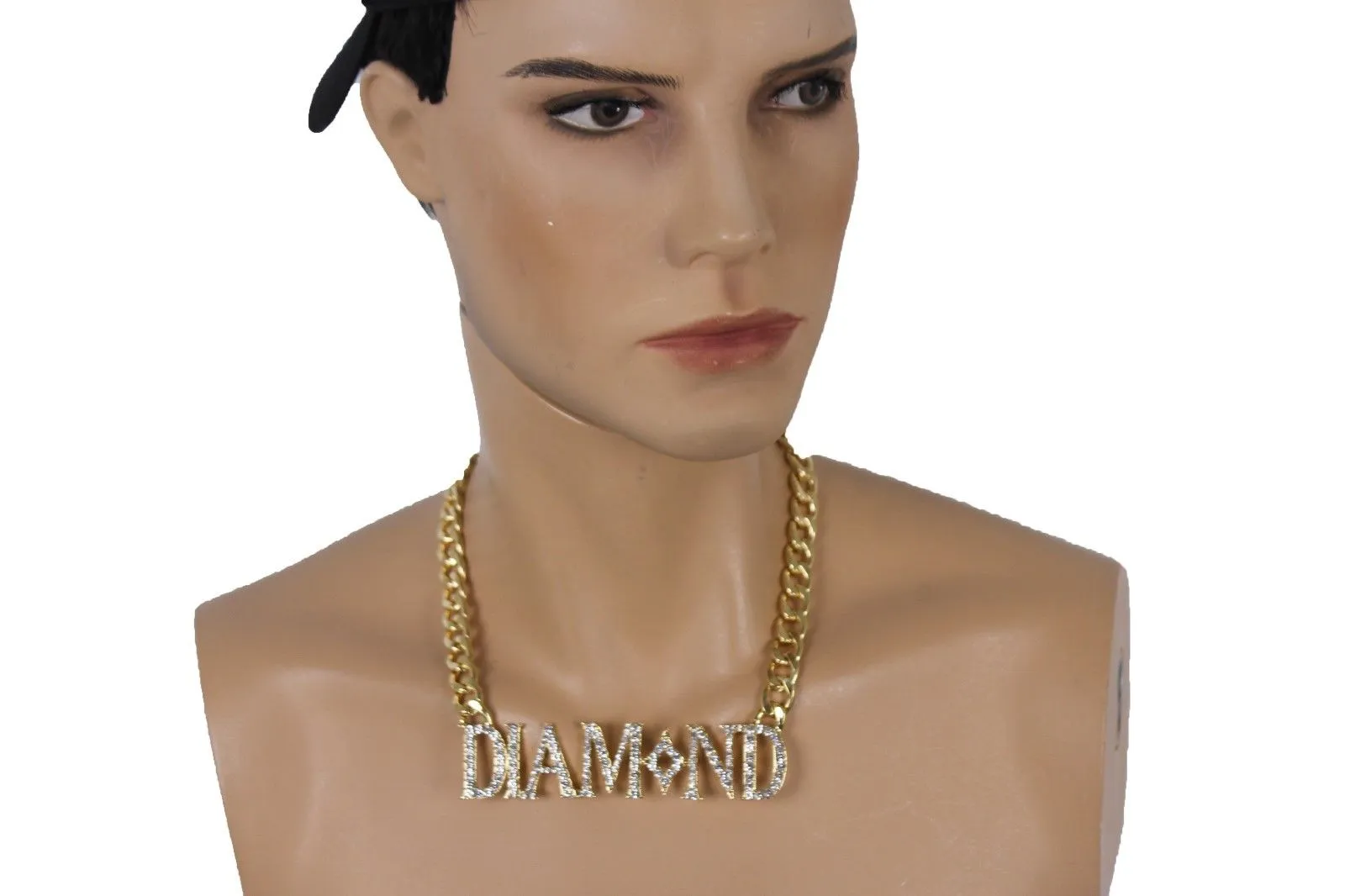Miami Men Gold Metal Chain Necklace 3D DIAMOND Pendant Gangster Hip Hop
