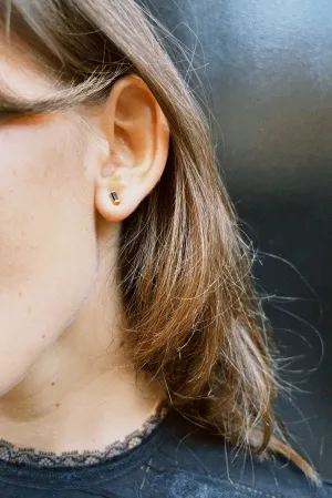 MINI BLACK BAGUETTE GOLD STUDS