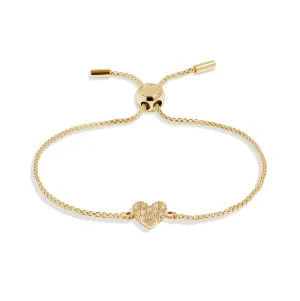 Mini Charms Pave Heart Gold Plated Bracelet 7638