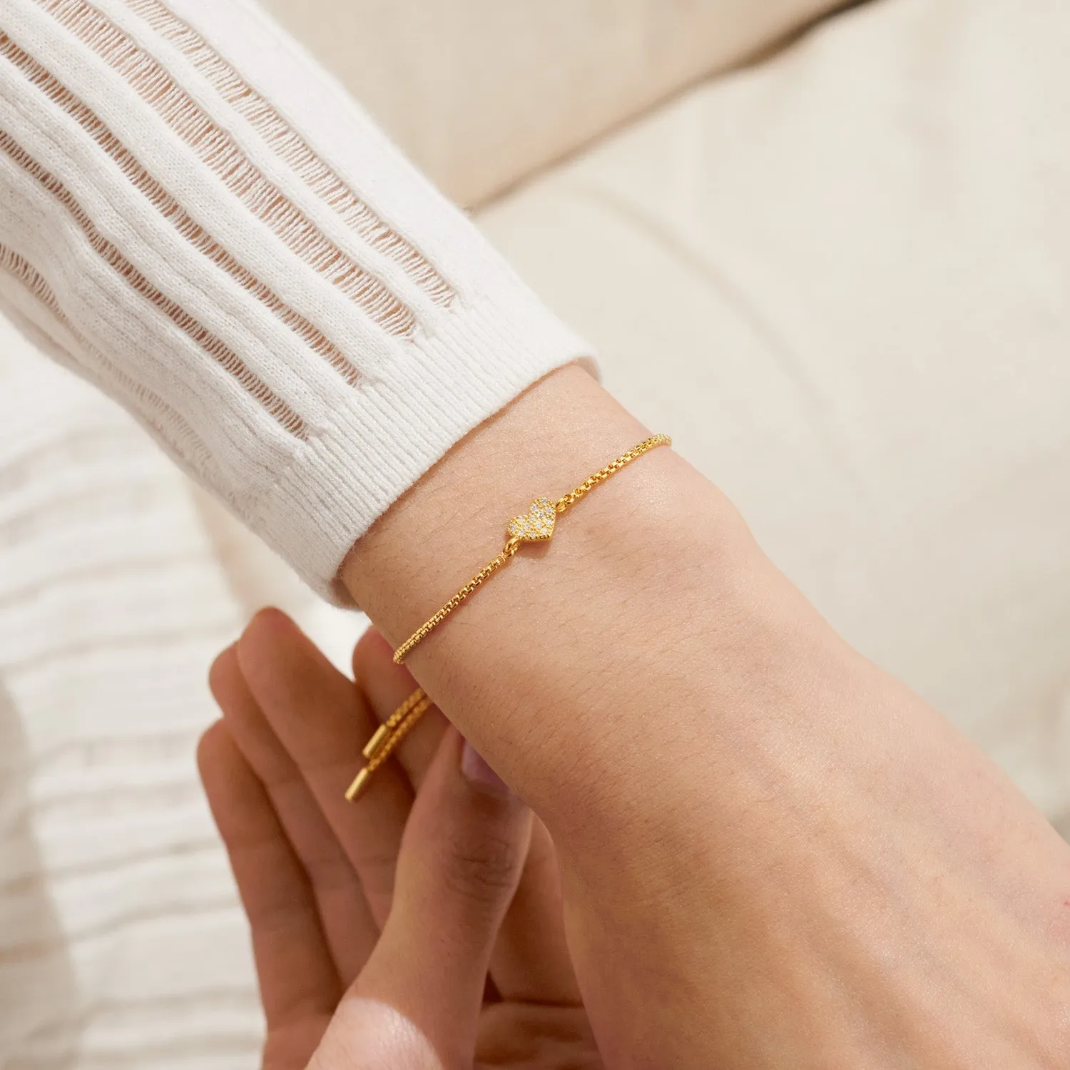 Mini Charms Pave Heart Gold Plated Bracelet 7638