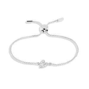 Mini Charms Pave Offset Heart Silver Plated Bracelet 7640