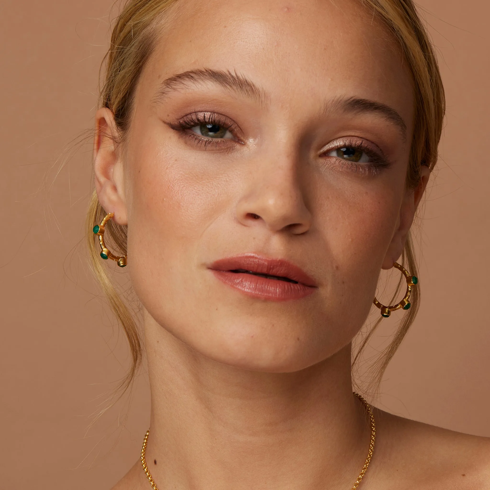 Mini Cruise Green Agate Hoops