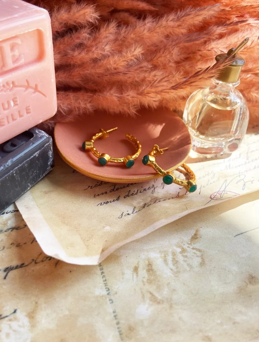 Mini Cruise Green Agate Hoops