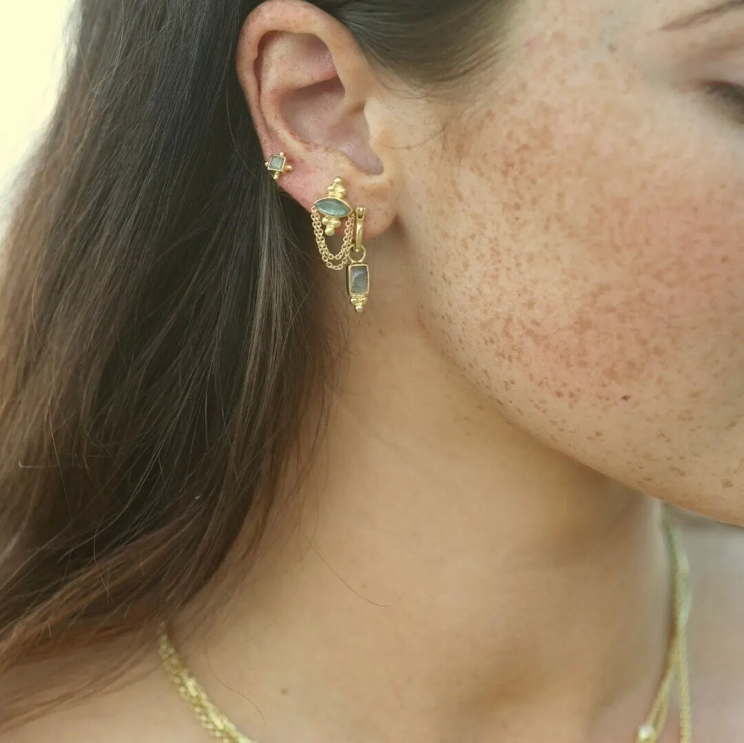 Mini Gias 14K Gold Vermeil Labradorite Stud Earrings