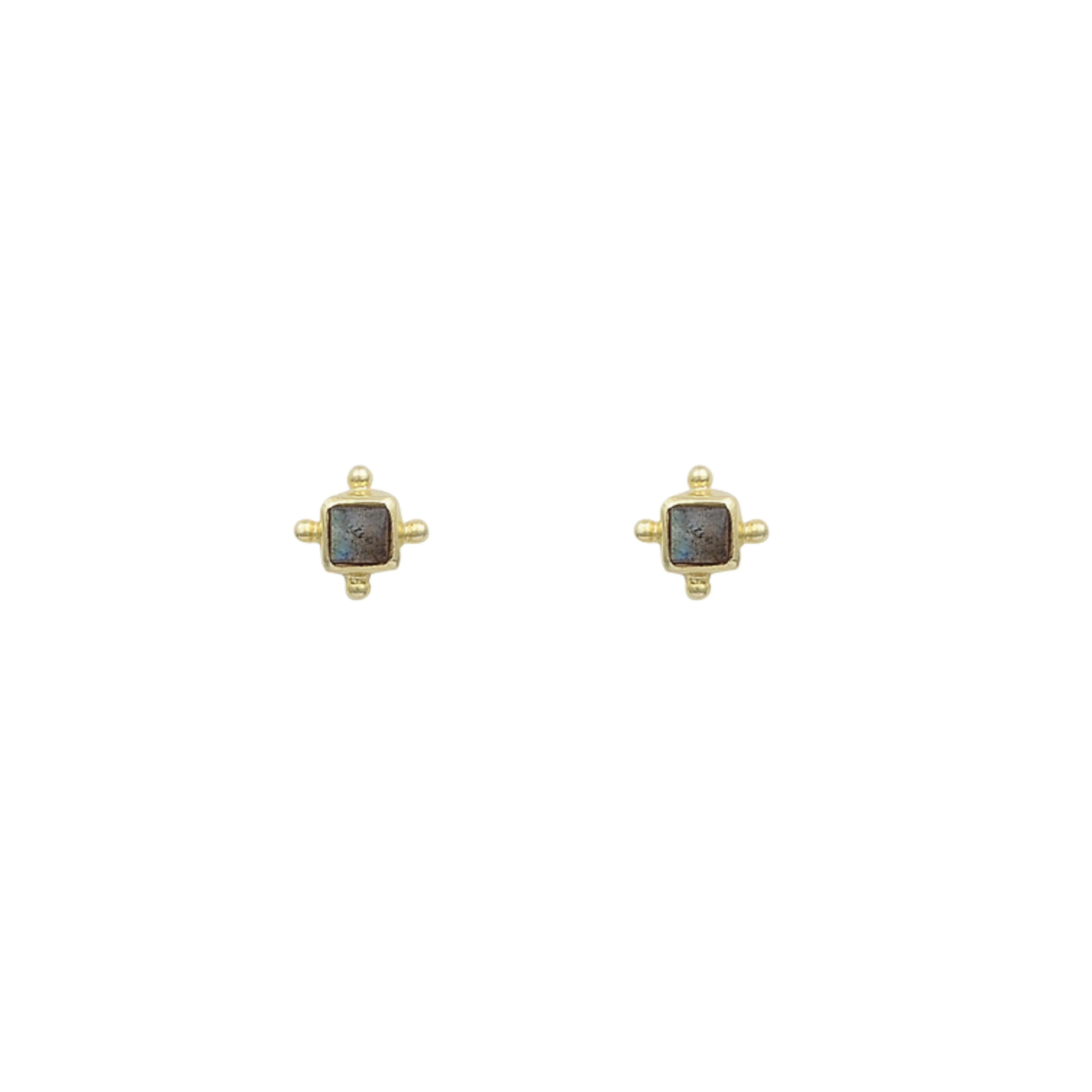 Mini Gias 14K Gold Vermeil Labradorite Stud Earrings