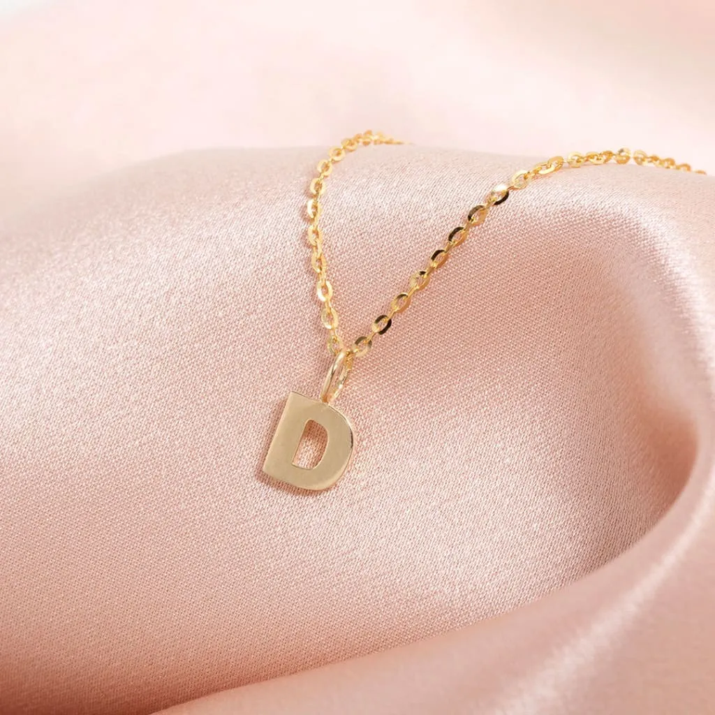 Mini Gold Initial Necklace D | 9ct Gold