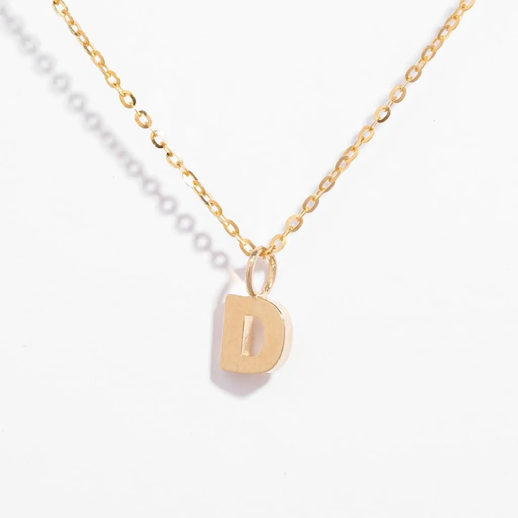 Mini Gold Initial Necklace D | 9ct Gold