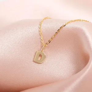 Mini Gold Initial Necklace D | 9ct Gold