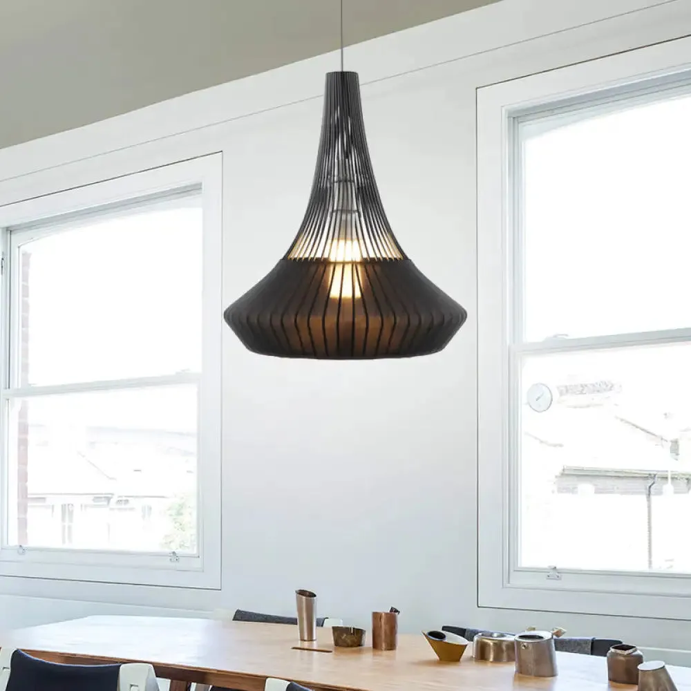 Modern Cone Shade Pendant Light - Black/Pink/Blue Fabric Hangs Beautifully in Living Room