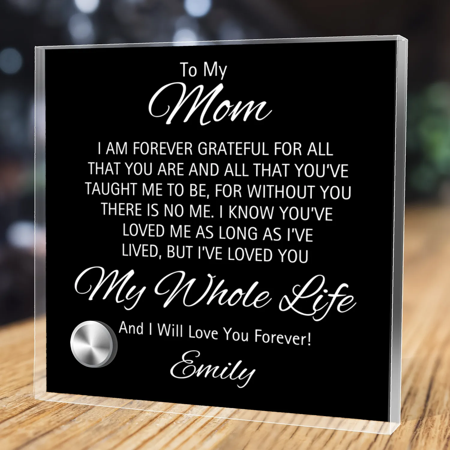 Mom Personalized Message Plaque & Locked Hearts Pendants