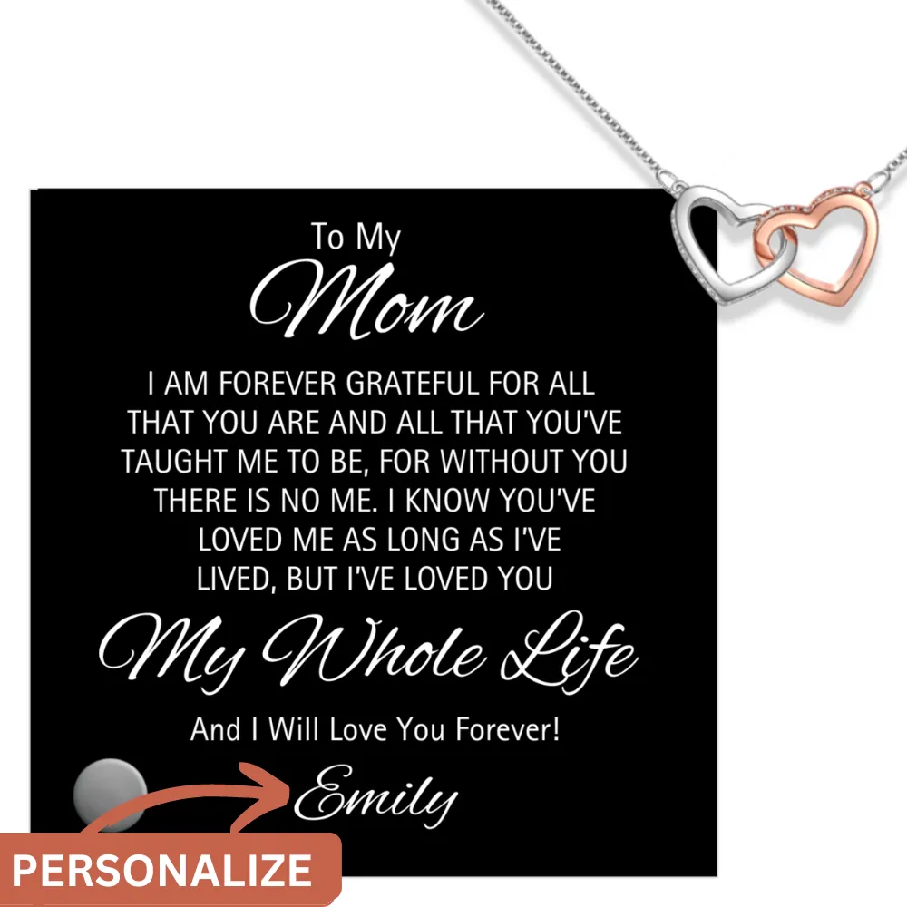 Mom Personalized Message Plaque & Locked Hearts Pendants