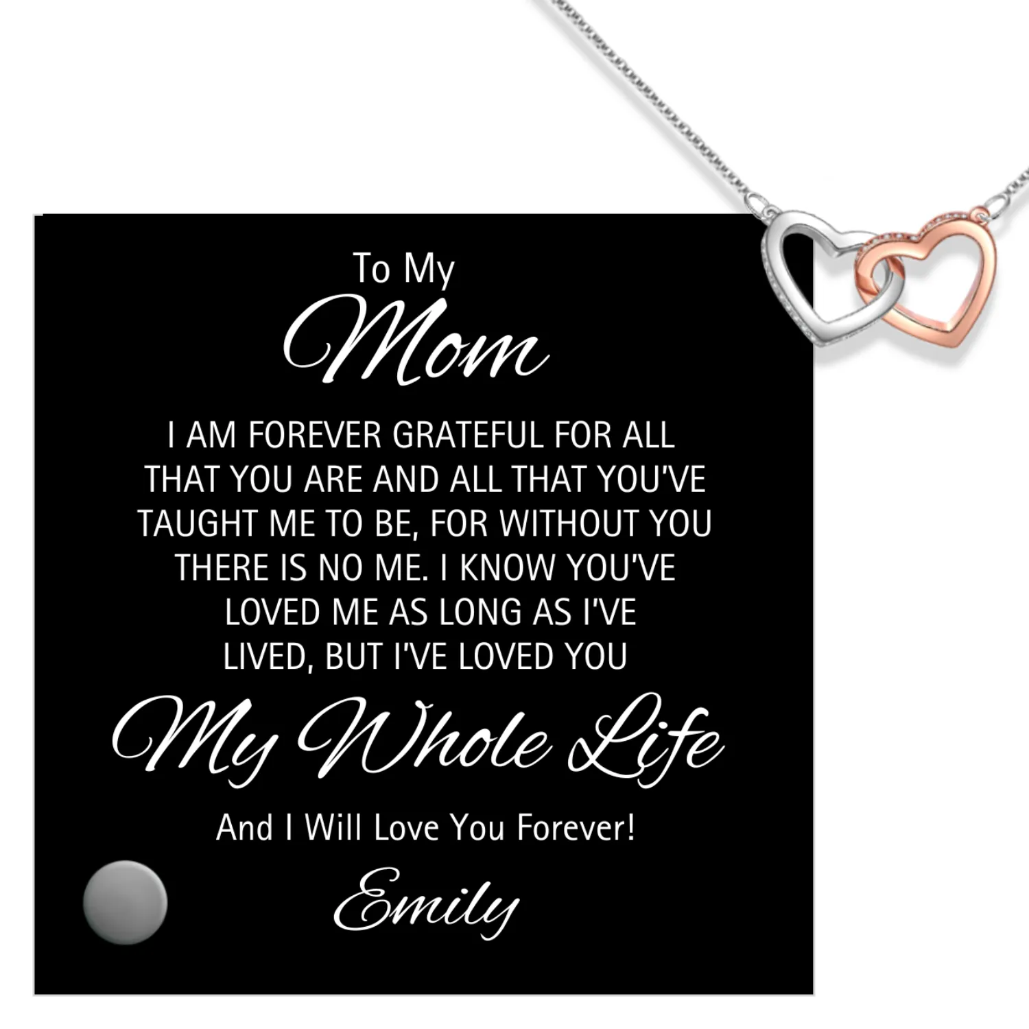 Mom Personalized Message Plaque & Locked Hearts Pendants