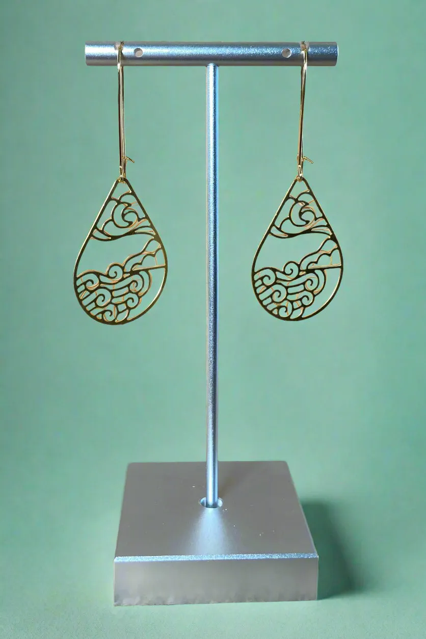Moon Ocean Earrings - Gold