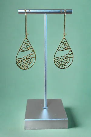 Moon Ocean Earrings - Gold
