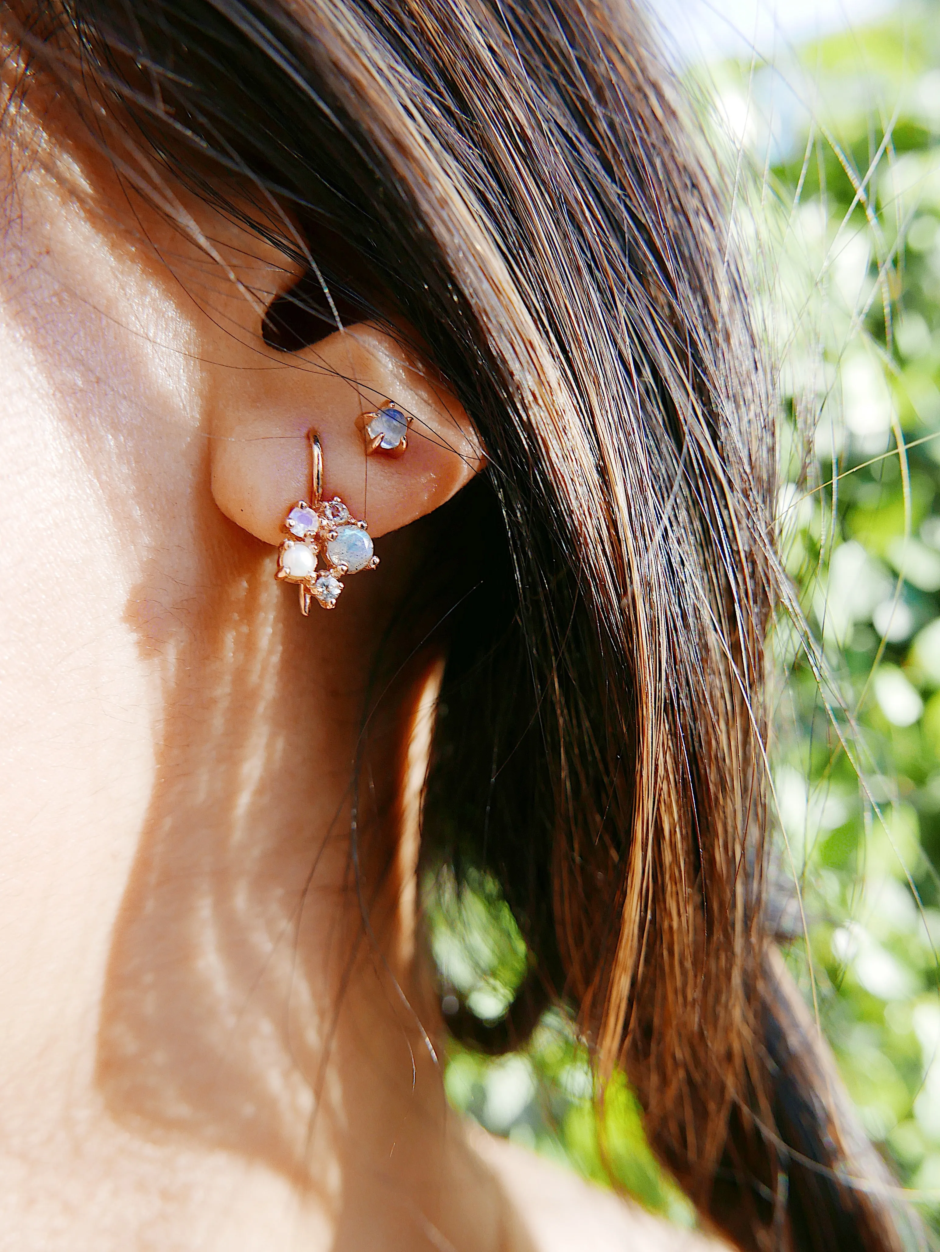 Moonstone Star Earrings