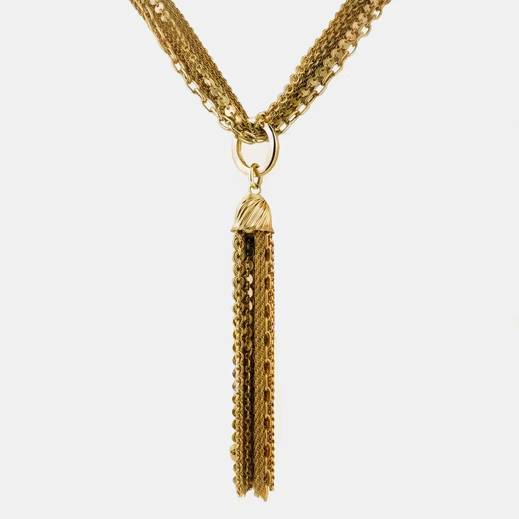 Multi Chain Tassel  Necklace 36"
