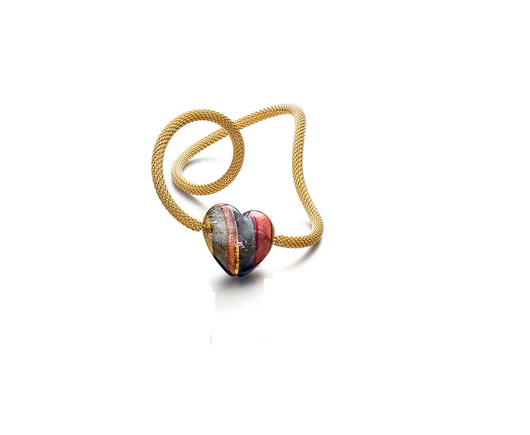 Murano Glass Heart Pendant with Vario Clasps