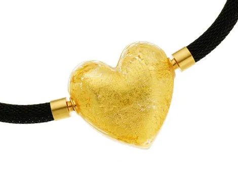 Murano Glass Heart Pendant with Vario Clasps